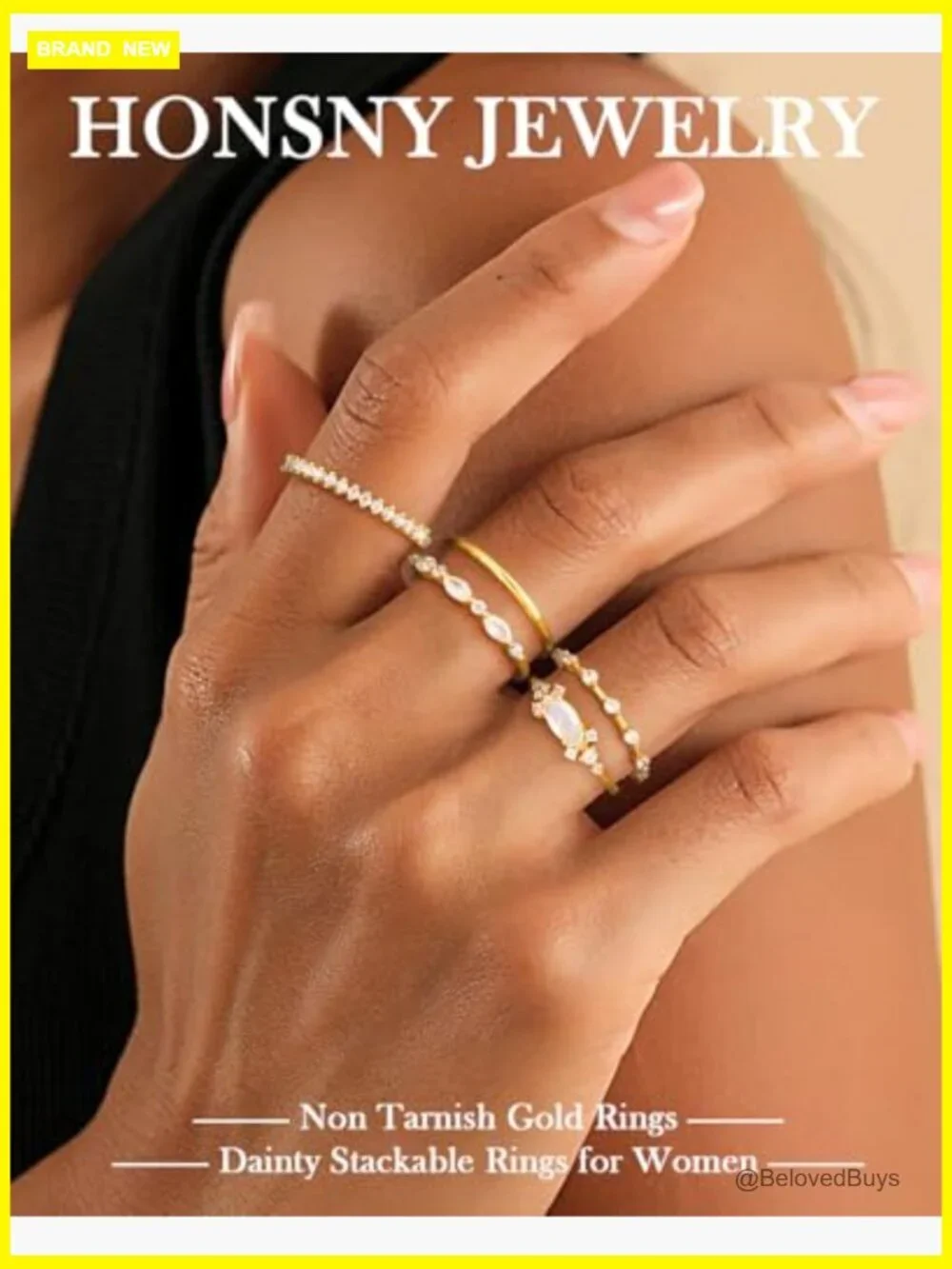 Stackable Dainty 18K Gold Plated Cubic Zirconia Thin Eternity Engagement Ring